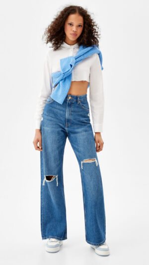Ripped Wide-Leg ’90s Jeans